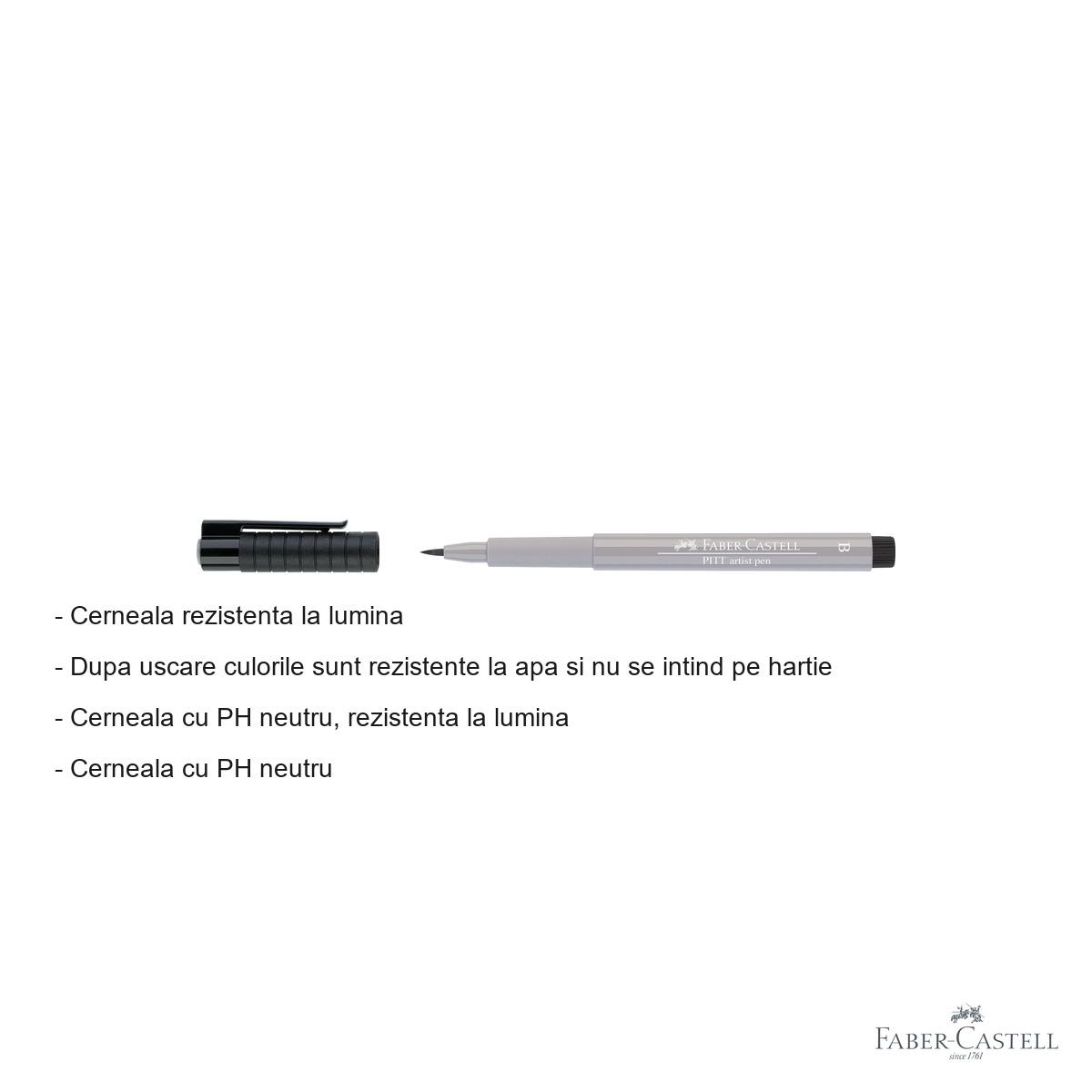 Marker tip pensula Faber-Castell Pitt Artist Pen, cerneala rezistenta la apa, gri cald III, pentru artisti si designeri [2]