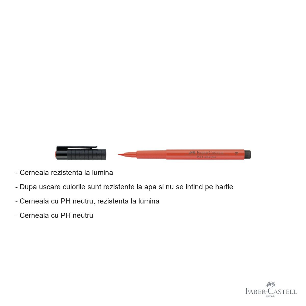 Marker tip pensula Faber-Castell Pitt Artist Pen, cerneala rosie-purpurie rezistenta la apa, pentru artisti si designeri [2]