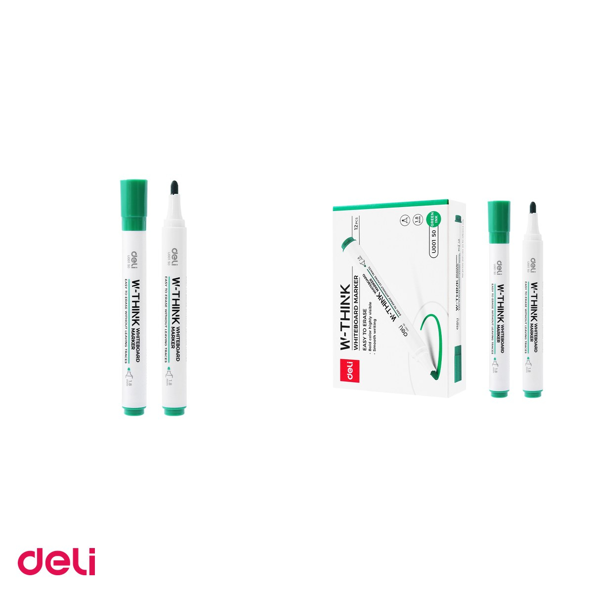 Marker whiteboard Deli, varf rotund 2 mm, cerneala verde [4]