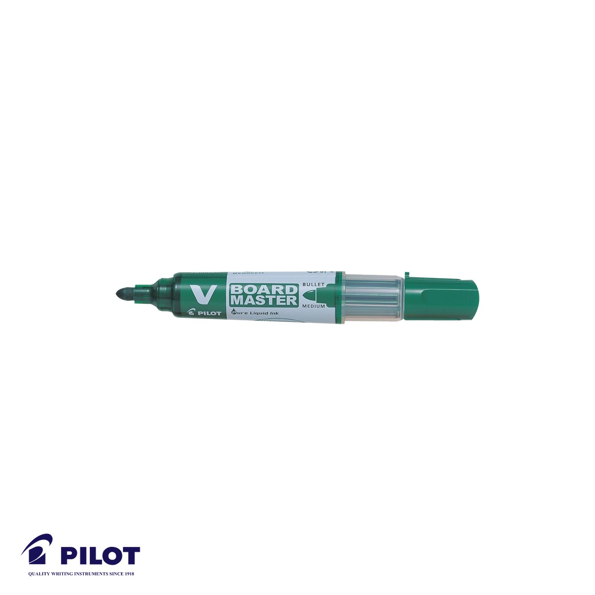 Marker whiteboard Pilot Vboard, varf rotund 6mm, cerneala verde, reincarcabil, din plastic reciclat [2]