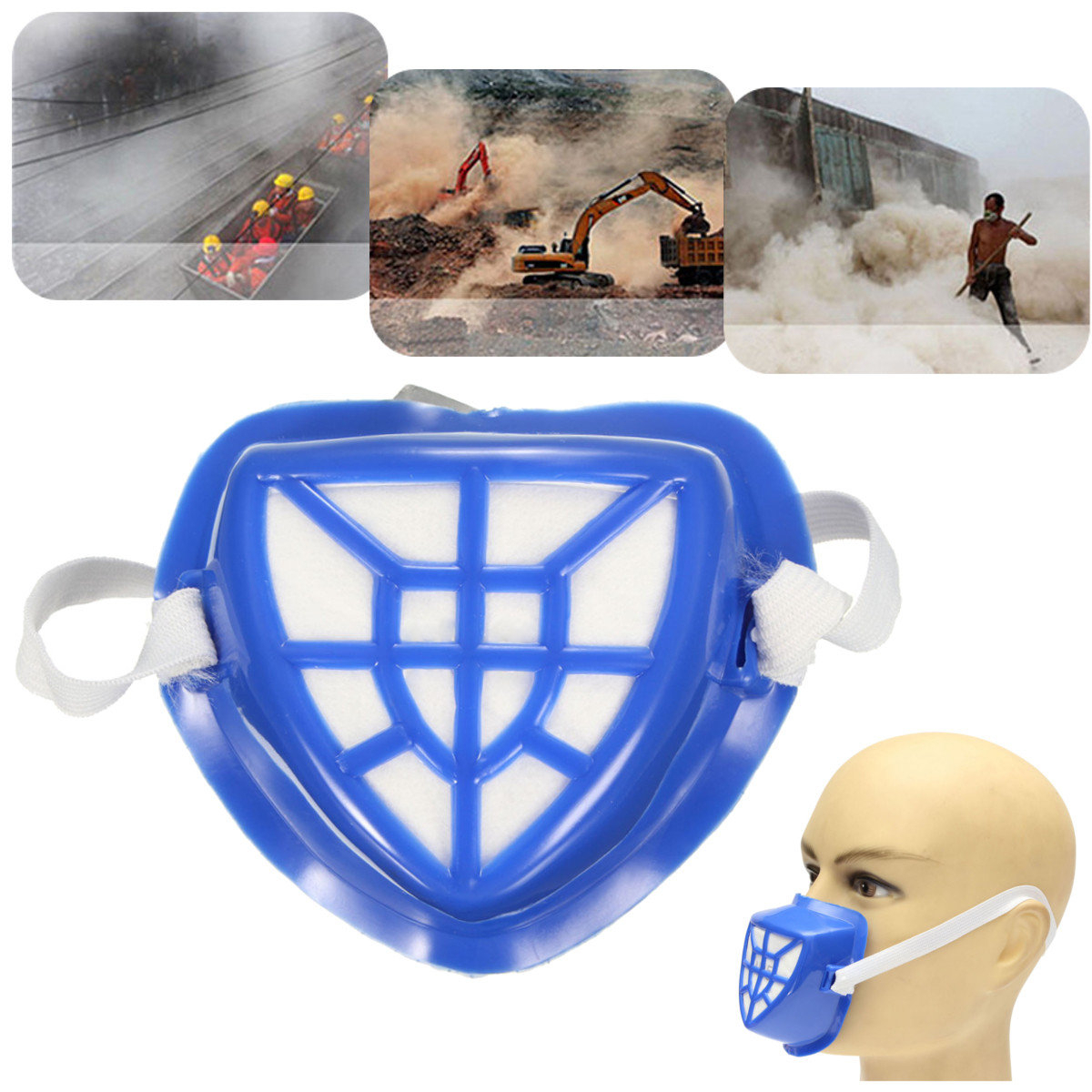 Masca anti-praf, cu filtru textil inlocuibil si capac protector, din plastic, 100x80x43mm, albastra [9]