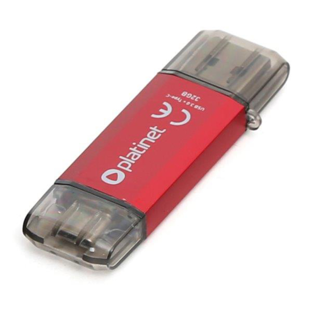 Memorie 32 Gb USB 3.0 si USB tip C , Platinet 45453, scriere 40 Mb/s, citire 100 Mb/s, cu capac, rosie [3]