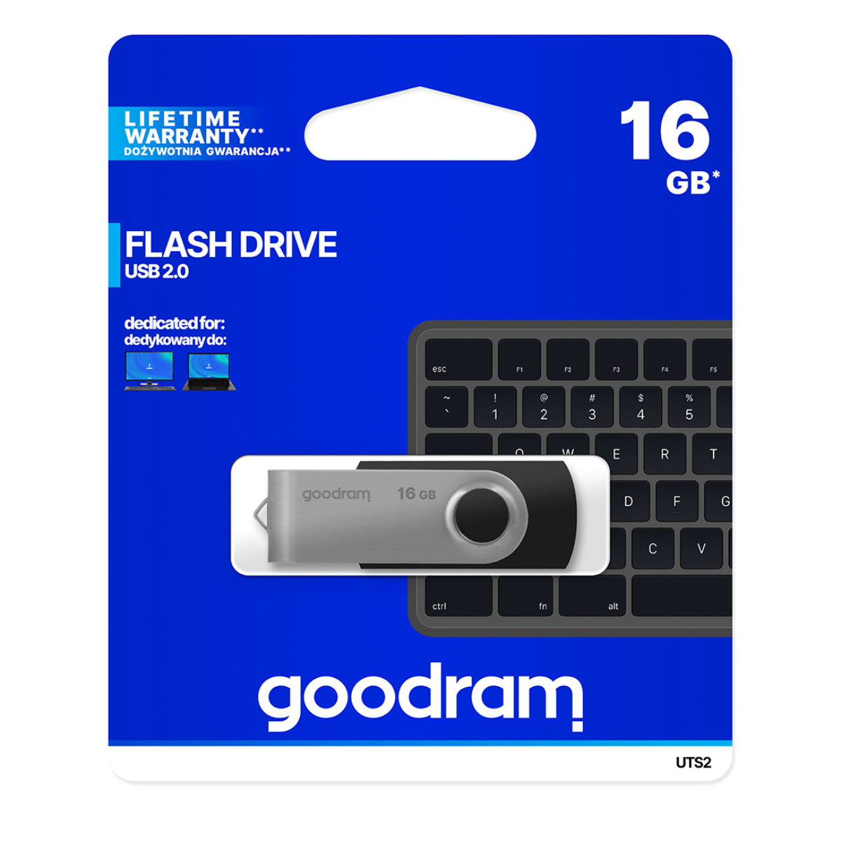 Memorie USB 2.0, 16 GB, Goodram UTS2, cu capac rotativ, neagra cu argintiu [5]