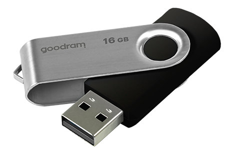 Memorie USB 2.0, 16 GB, Goodram UTS2, cu capac rotativ, neagra cu argintiu [7]