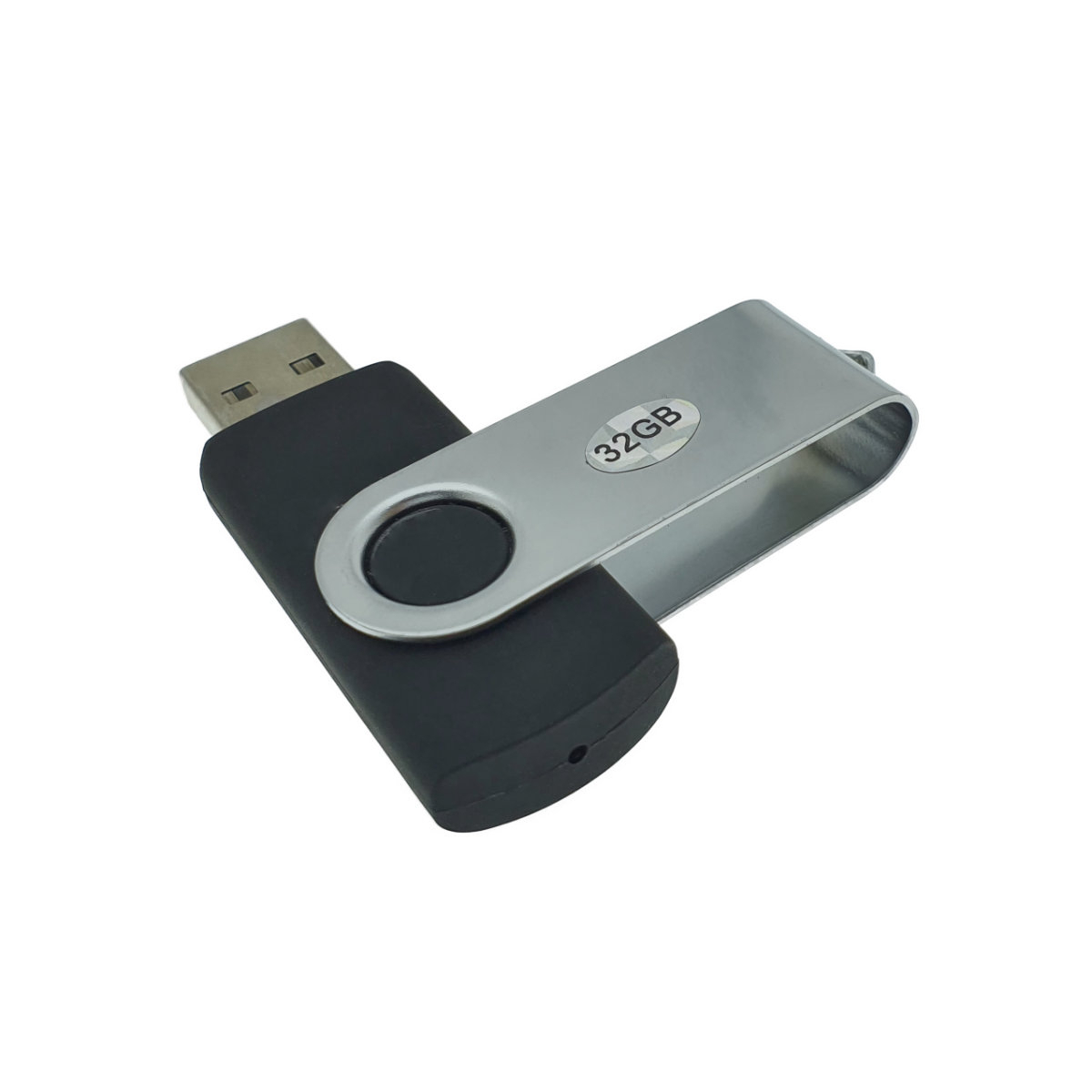 Memorie USB 2.0 de capacitate 32 Gb, personalizabila, capac rotativ, negru cu argintiu [7]