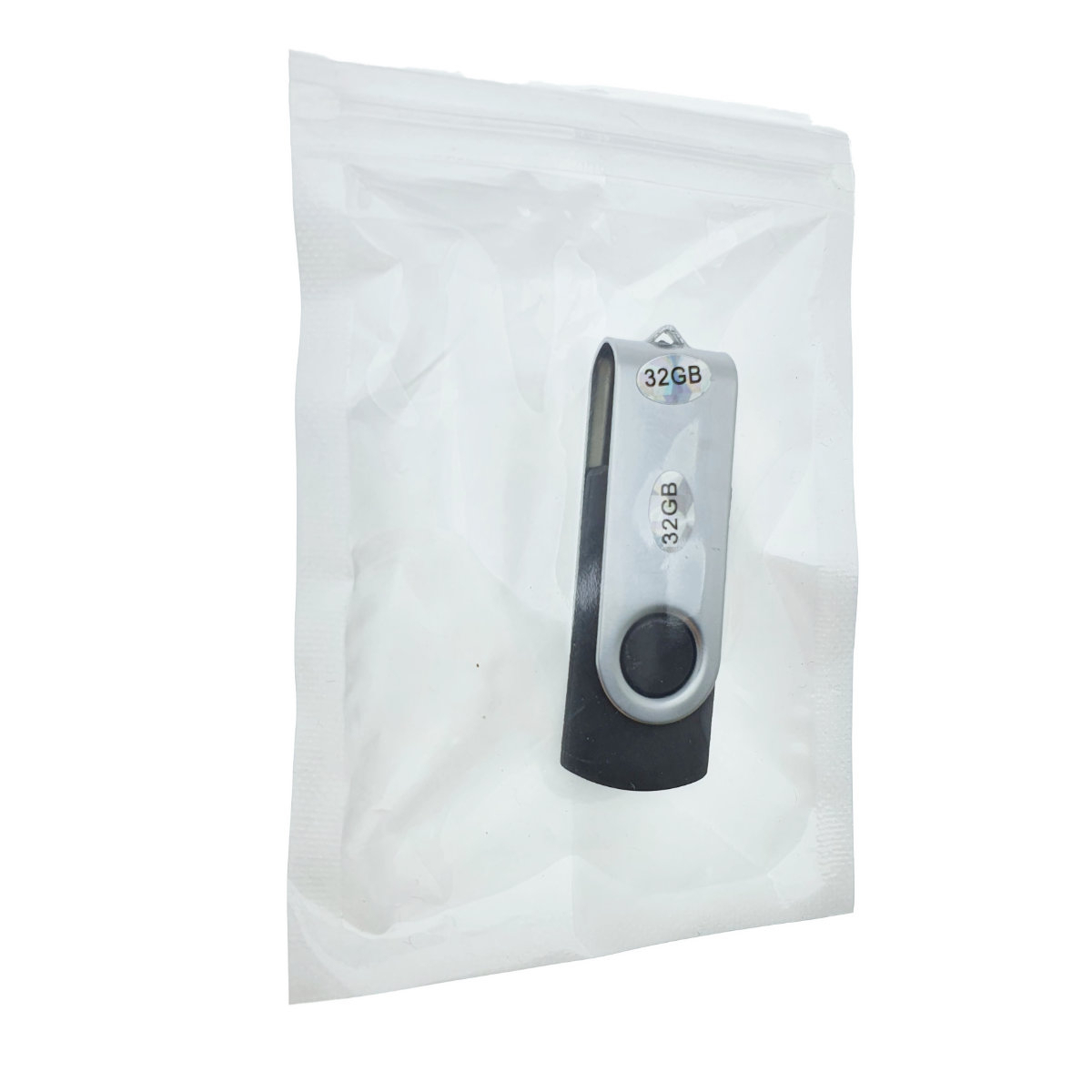 Memorie USB 2.0 de capacitate 32 Gb, personalizabila, capac rotativ, negru cu argintiu [12]