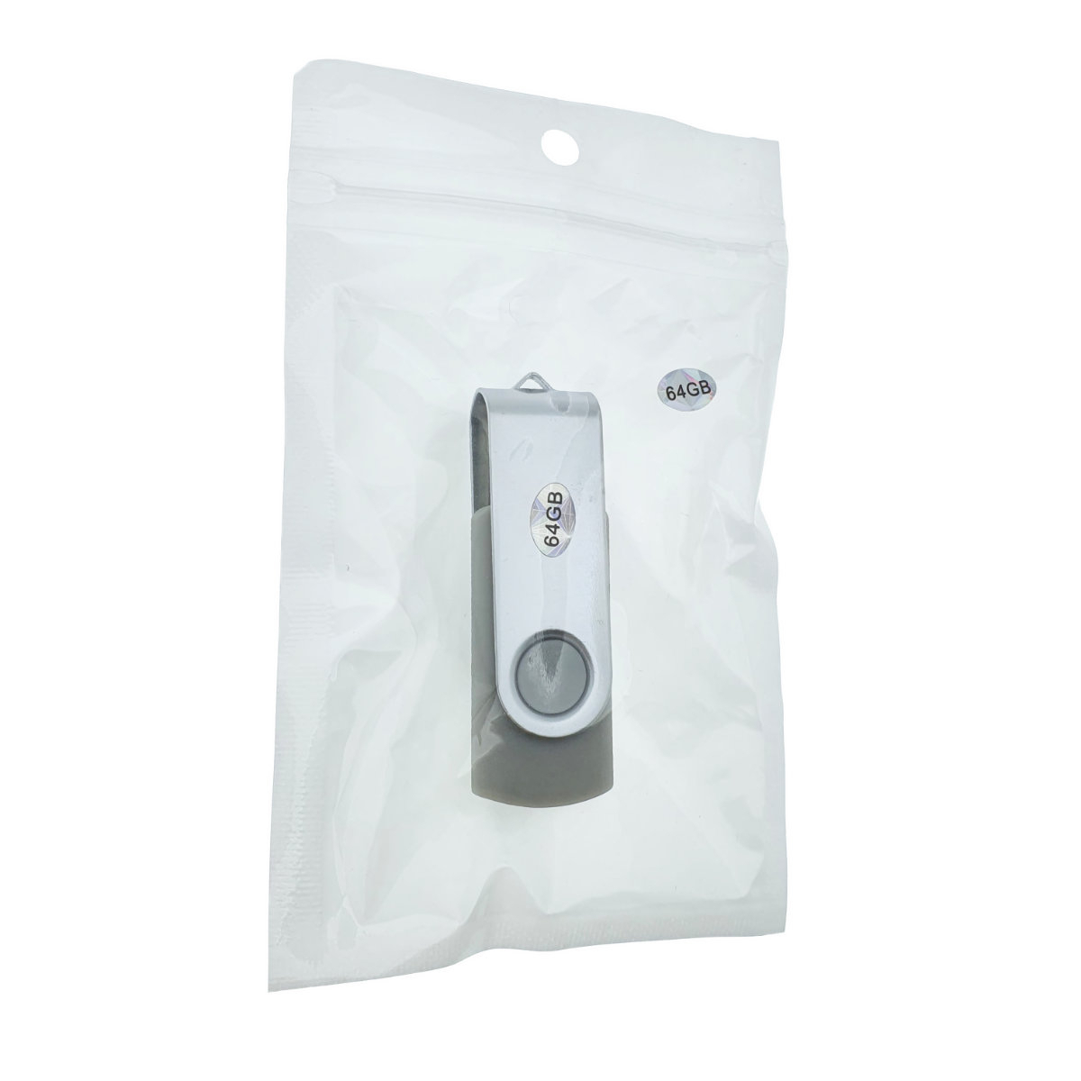 Memorie USB 2.0 de capacitate 64 Gb, personalizabila, capac rotativ, gri cu argintiu [7]