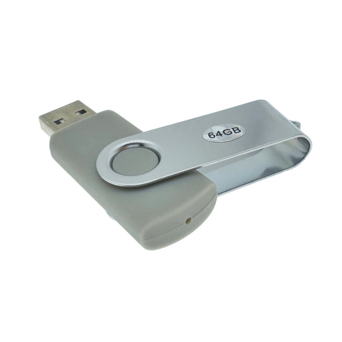 Memorie USB 2.0 de capacitate 64 Gb, personalizabila, capac rotativ, gri cu argintiu [9]