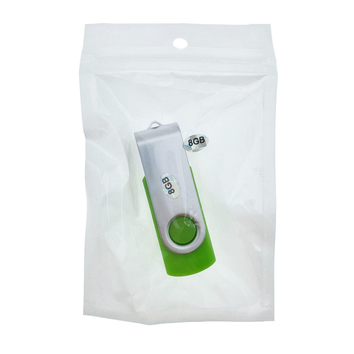 Memorie USB 2.0 de capacitate 8 Gb, personalizabila, capac rotativ, verde cu argintiu [12]