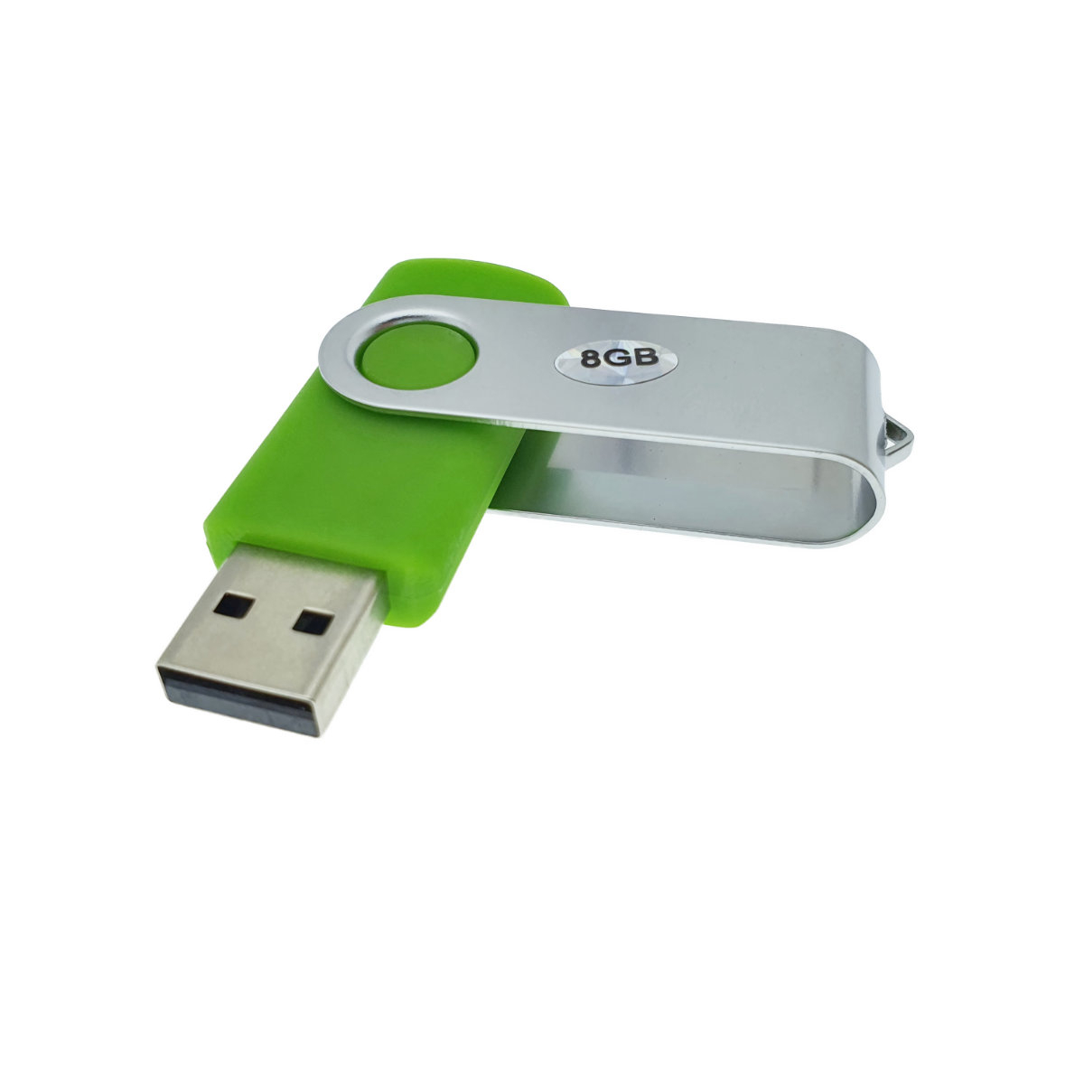 Memorie USB 2.0 de capacitate 8 Gb, personalizabila, capac rotativ, verde cu argintiu [7]