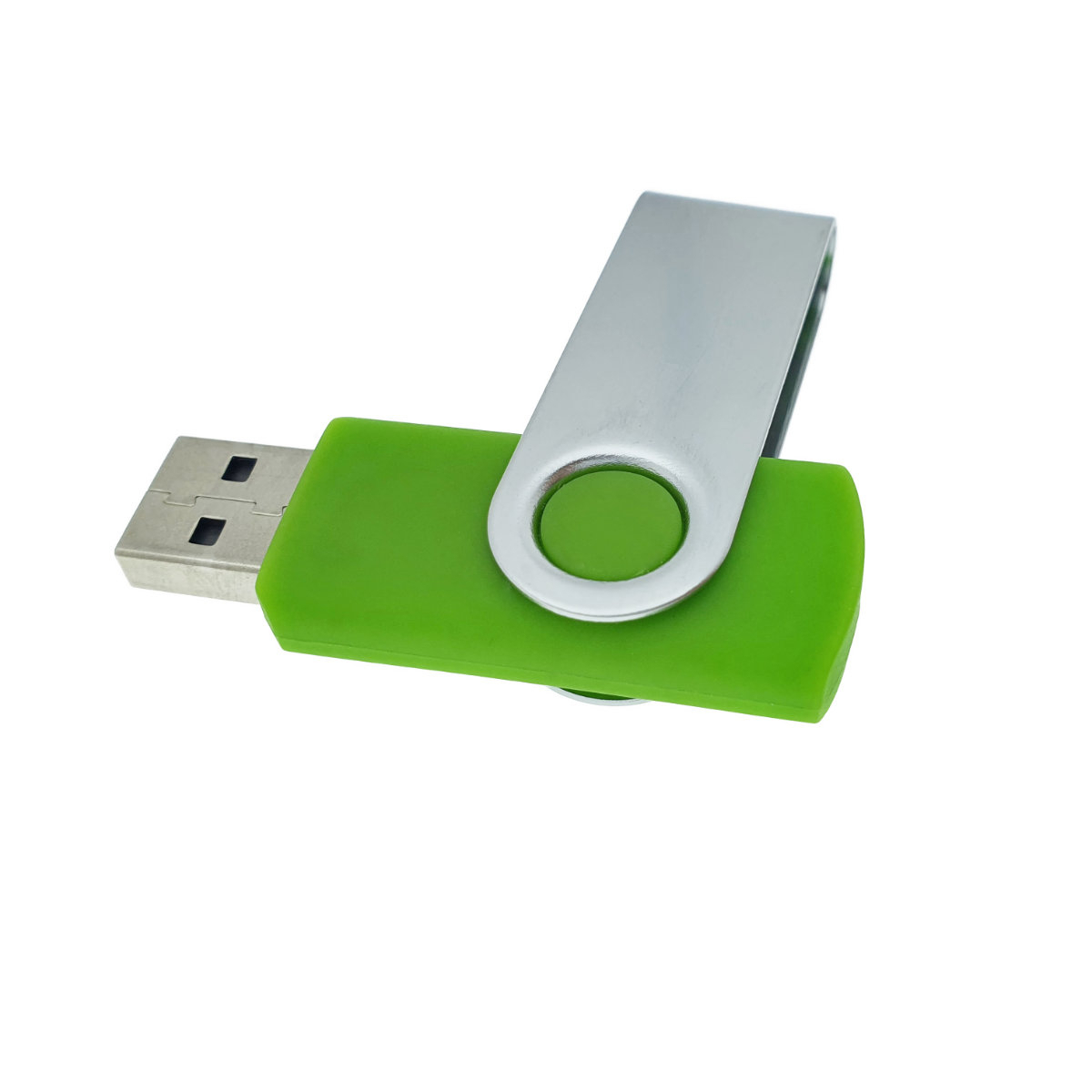 Memorie USB 2.0 de capacitate 8 Gb, personalizabila, capac rotativ, verde cu argintiu [9]