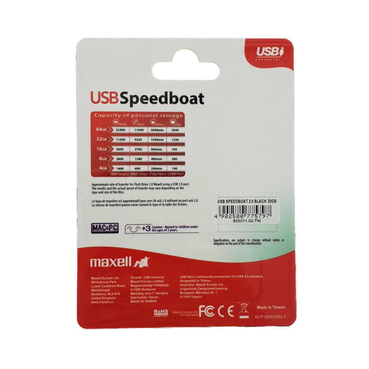 Memorie USB 2.0 Maxell 32 Gb,Speedboat,cu capac,neagra cu verde [12]