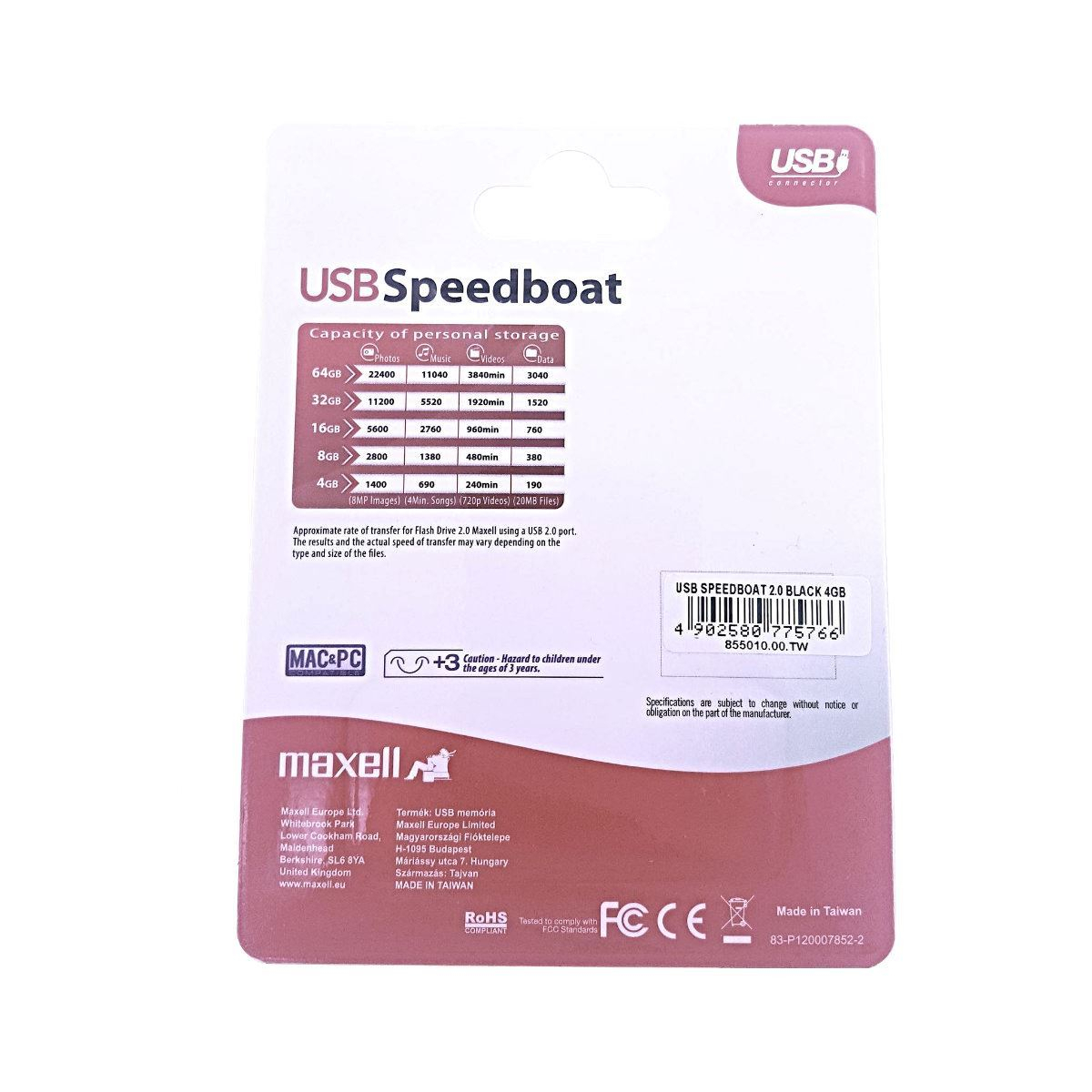 Memorie USB 2.0 Maxell 4Gb ,Speedboat,cu capac,neagra [10]
