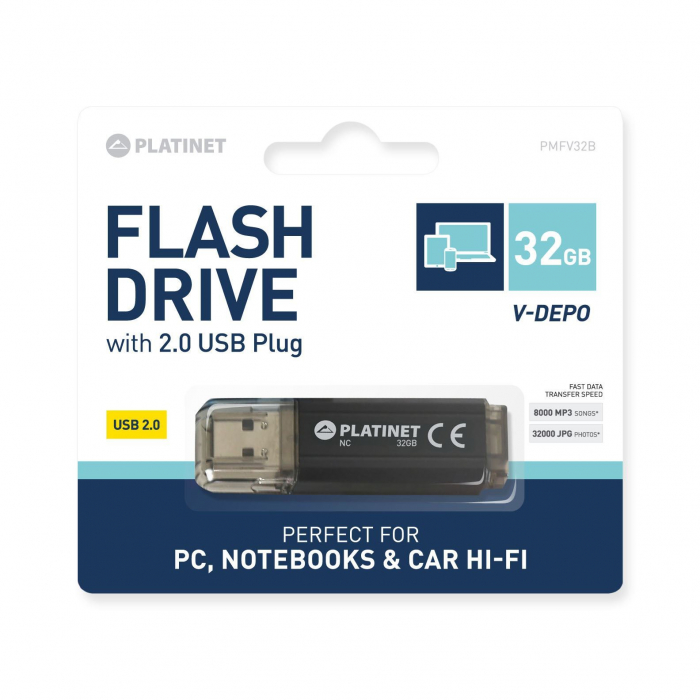 Memorie USB 2.0 Platinet 32Gb ,V-Depo 43434,cu capac,neagra [2]