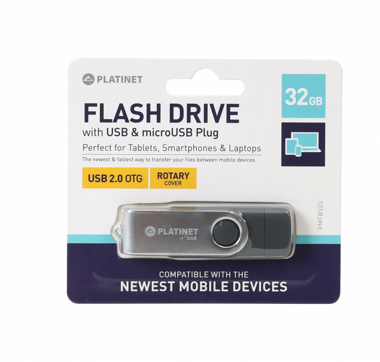 Memorie USB 2.0 si microUSB OTG 32Gb Platinet BX-Pro 43207,rotativa si capac,gri [5]