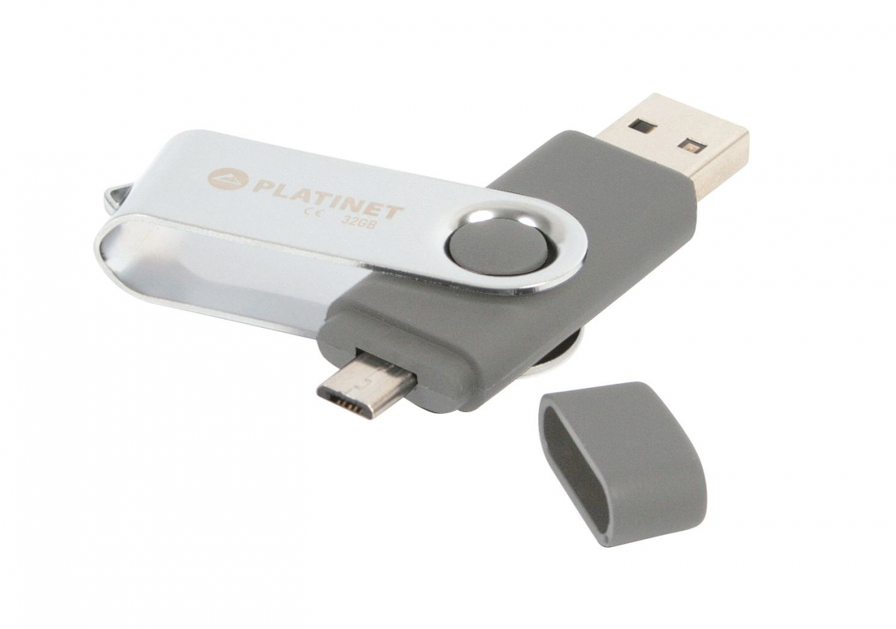 Memorie USB 2.0 si microUSB OTG 32Gb Platinet BX-Pro 43207,rotativa si capac,gri [1]