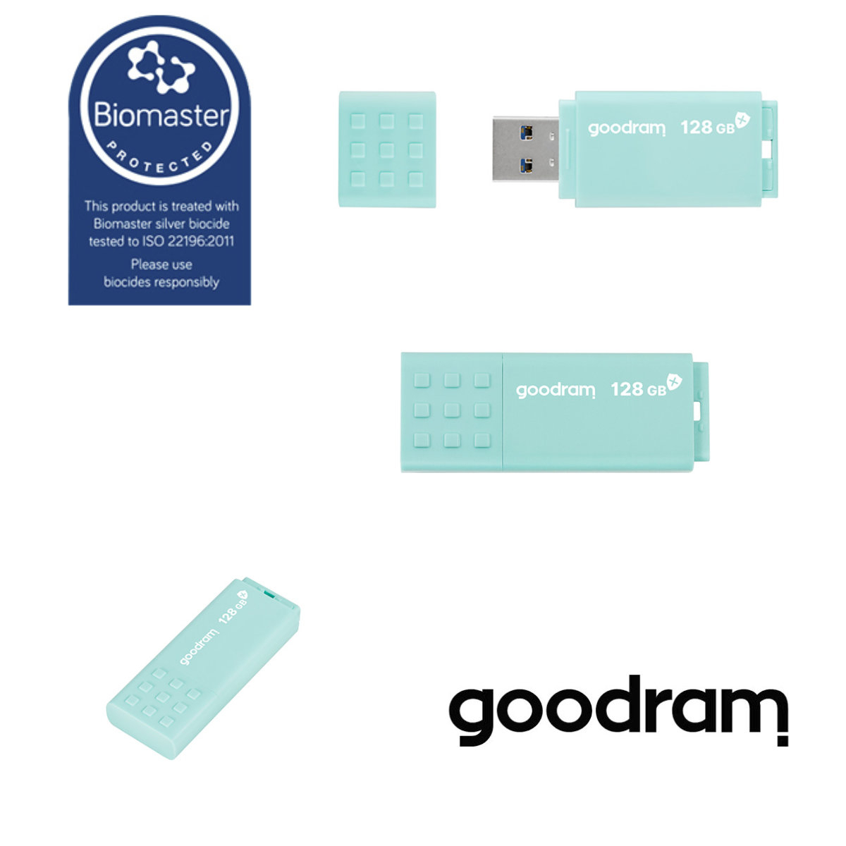 Memorie USB 3.0, 128 GB, Goodram UME3 Care, cu capac, albastra [15]