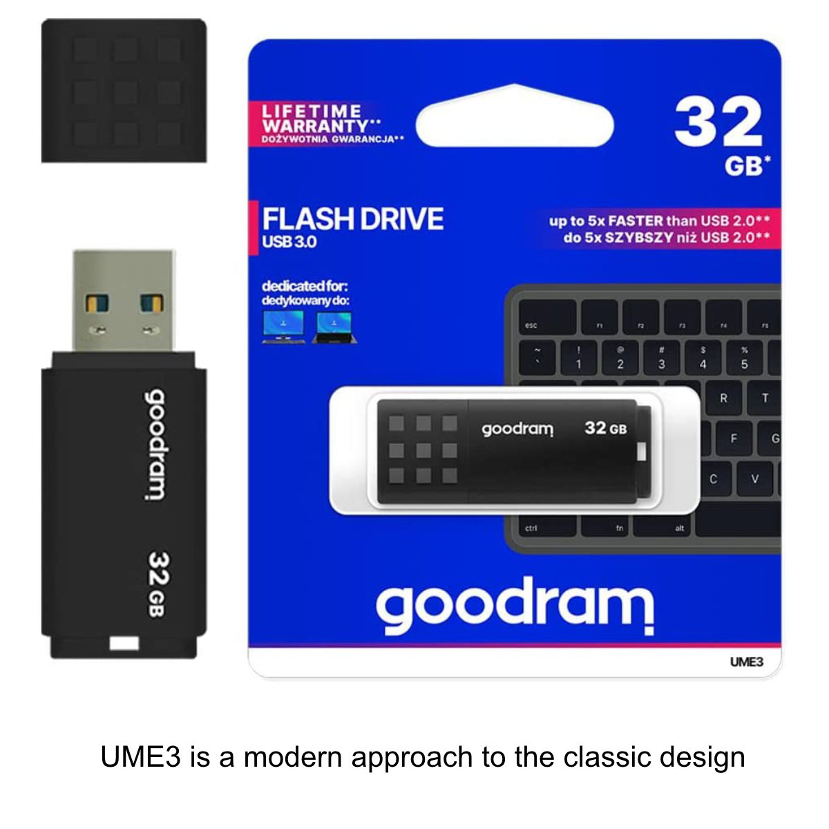 Memorie USB 3.0, 32 GB, Goodram UME3-0320K0R11, cu capac, neagra [3]