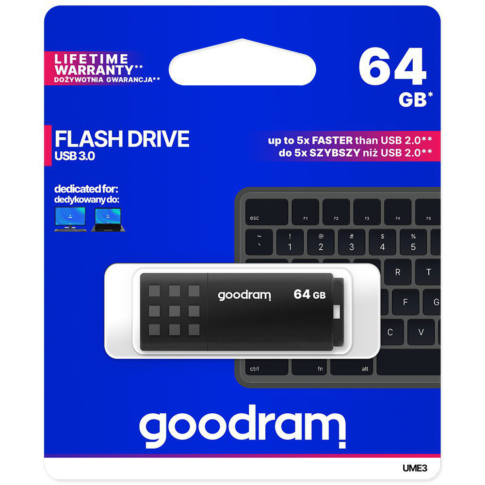 Memorie USB 3.0, 64 GB, Goodram UME3-0640K0R11, cu capac, neagra [4]