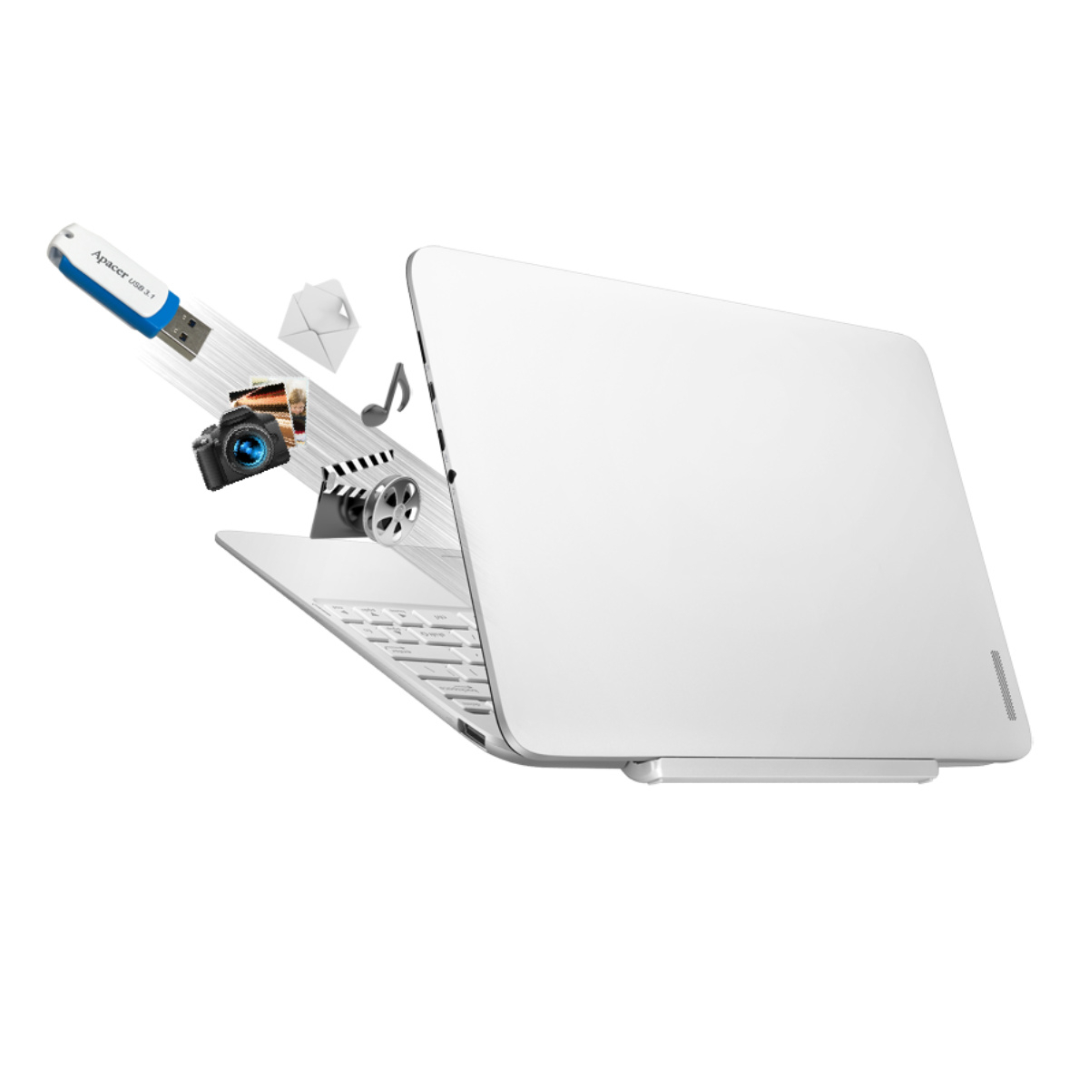 Memorie USB 3.1 Apacer 16Gb ,AH357,rotativa, alb cu albastru [4]