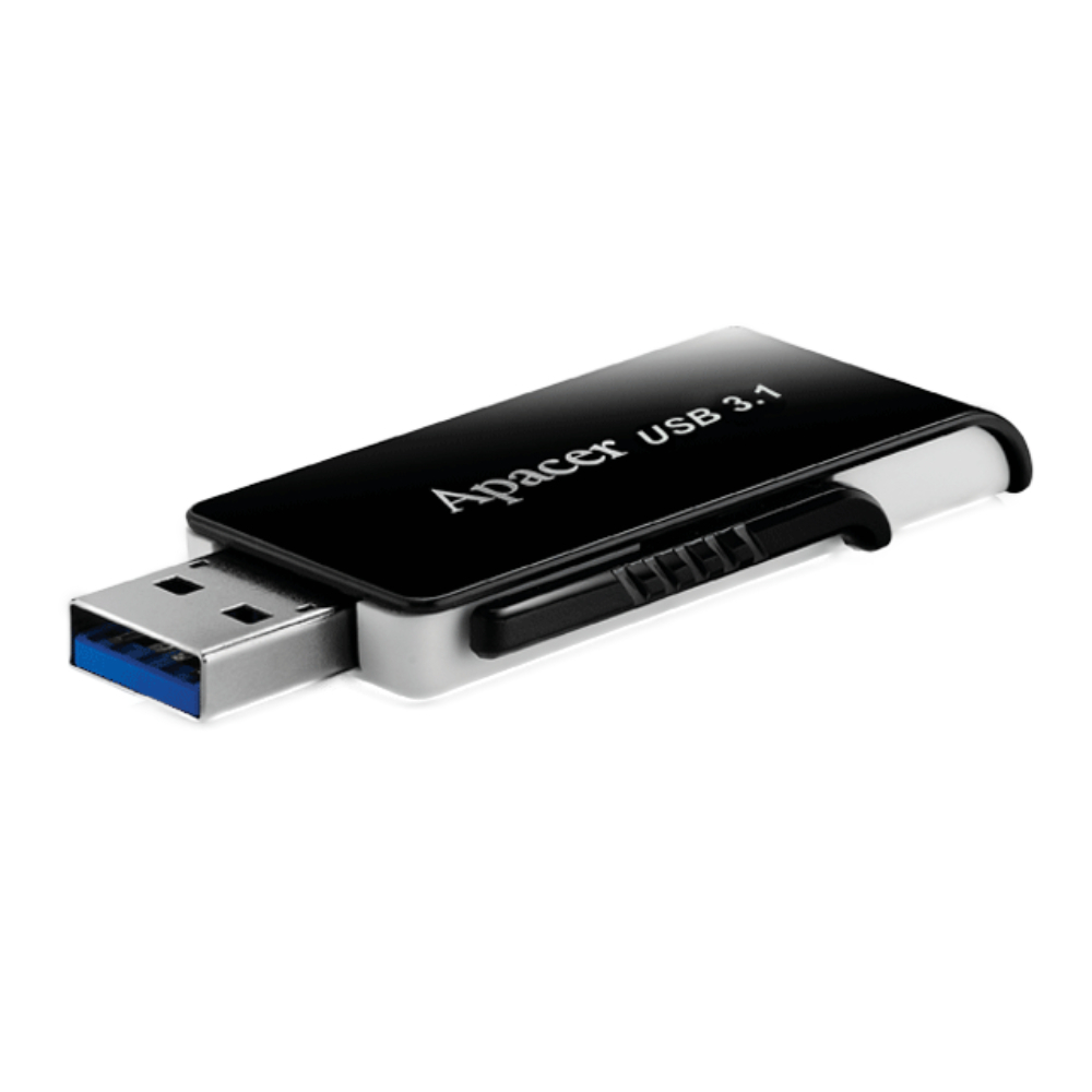 Memorie USB 3.1 Apacer 32Gb, AH350, retractabila, neagra cu alb [1]