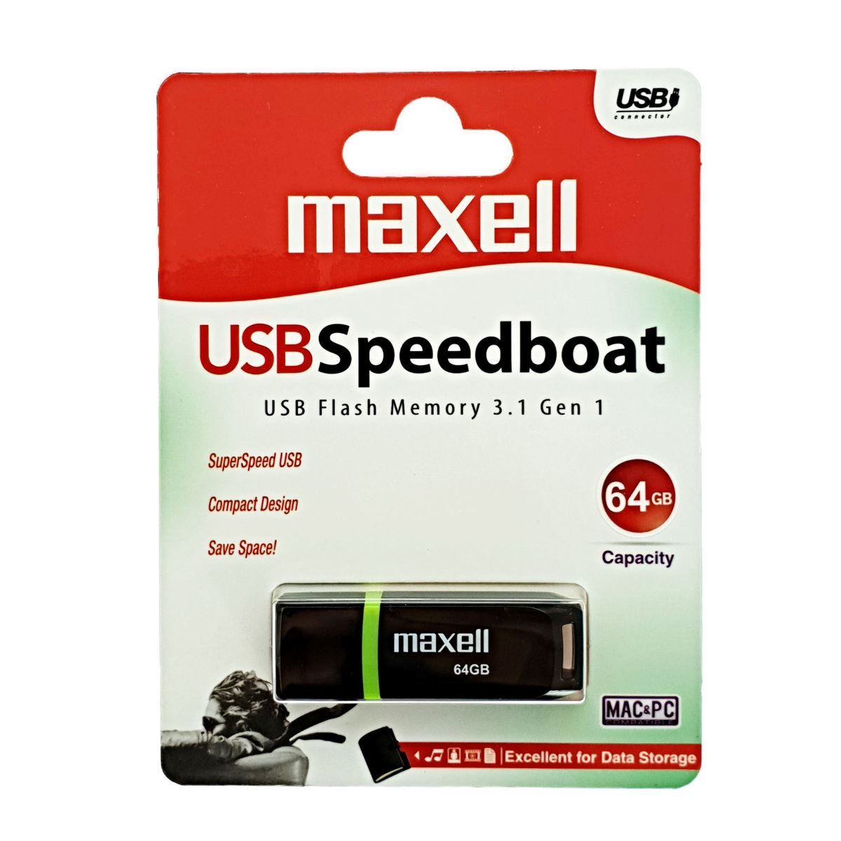Memorie USB 3.1 Maxell 64 Gb Speedboat, cu capac, neagra [9]