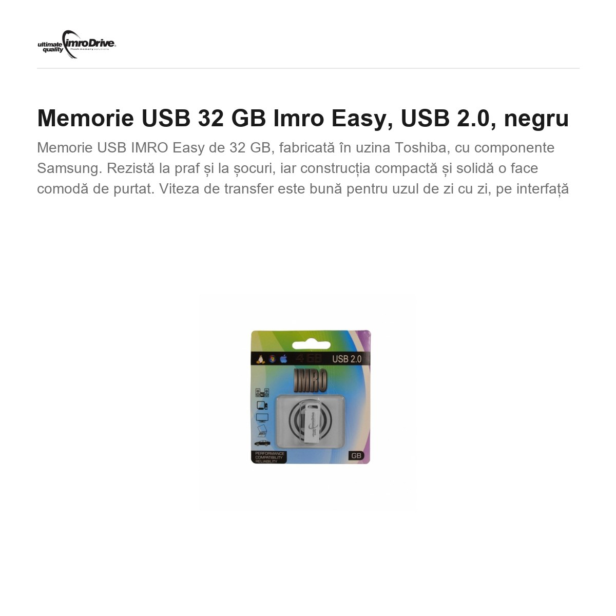 Memorie USB 32 GB Imro Easy, USB 2.0, negru [2]