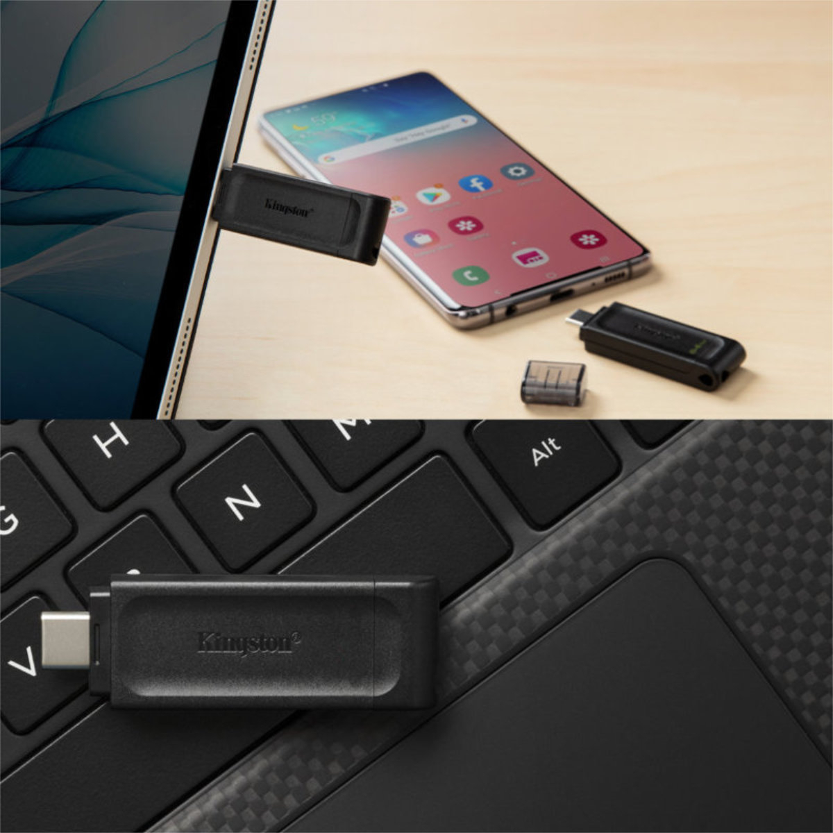Memorie USB-C 3.2, 128 Gb, Kingston DataTraveler 70, USB tip C Flash Drive, negru [2]