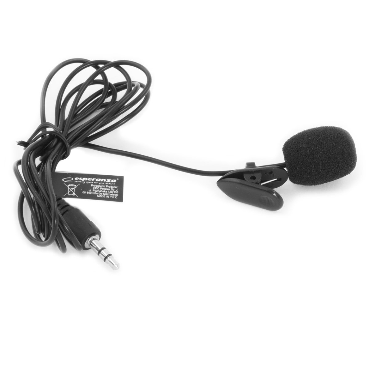 Microfon cu clip, Esperanza Voice, cablu 150 cm, conector jack 3.5mm, negru [5]