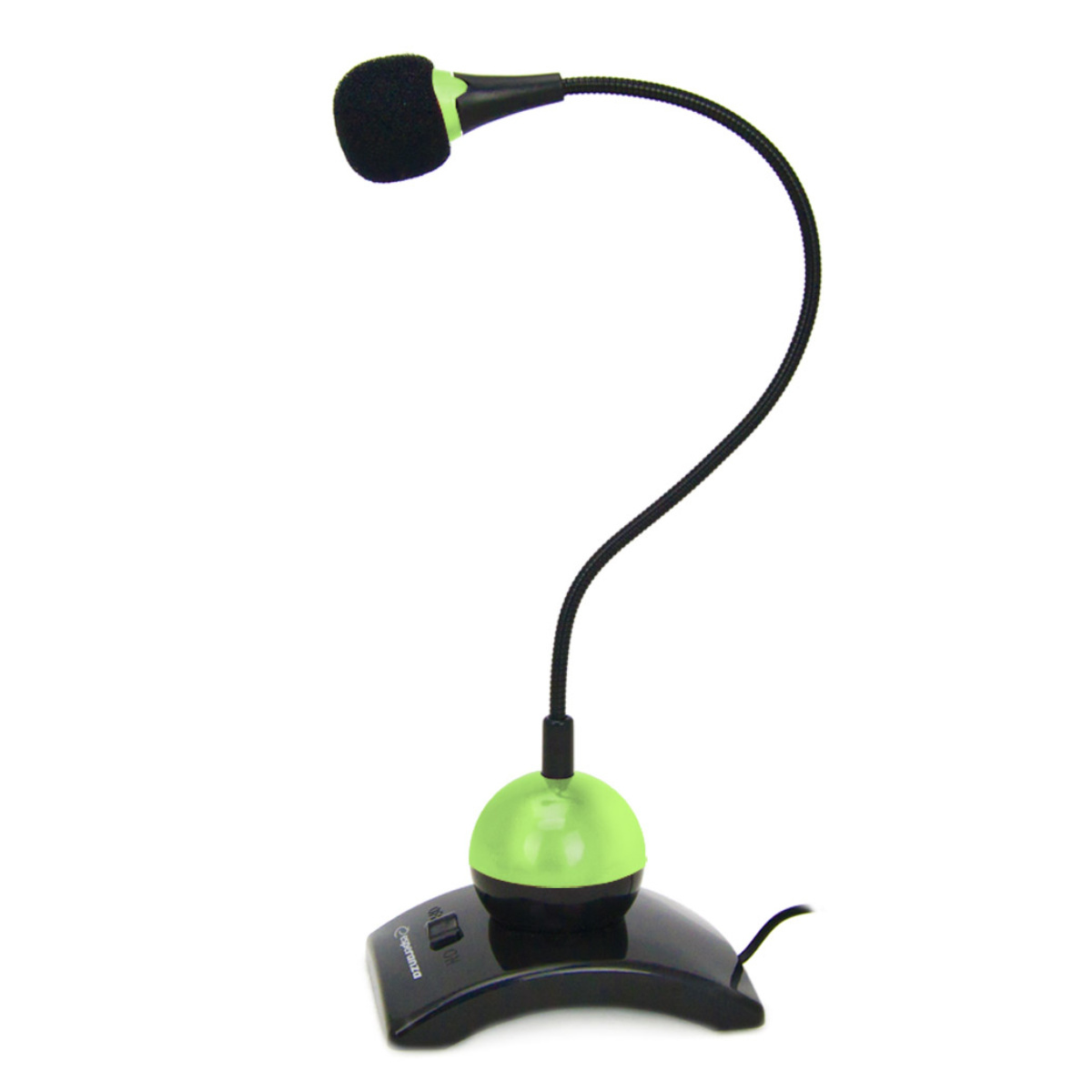 Microfon PC cu brat flexibil 18 cm si buton pornire, Esperanza Chat 92900, conector jack 3.5mm si cablu 2 m, negru cu verde [10]