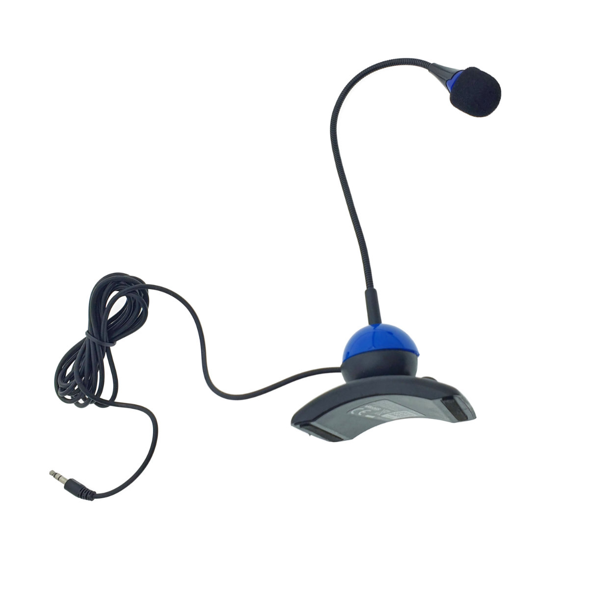 Microfon PC cu brat flexibil 18 cm si buton pornire, Esperanza Chat 92901, conector jack 3.5mm si cablu 2 m, negru cu albastru [13]