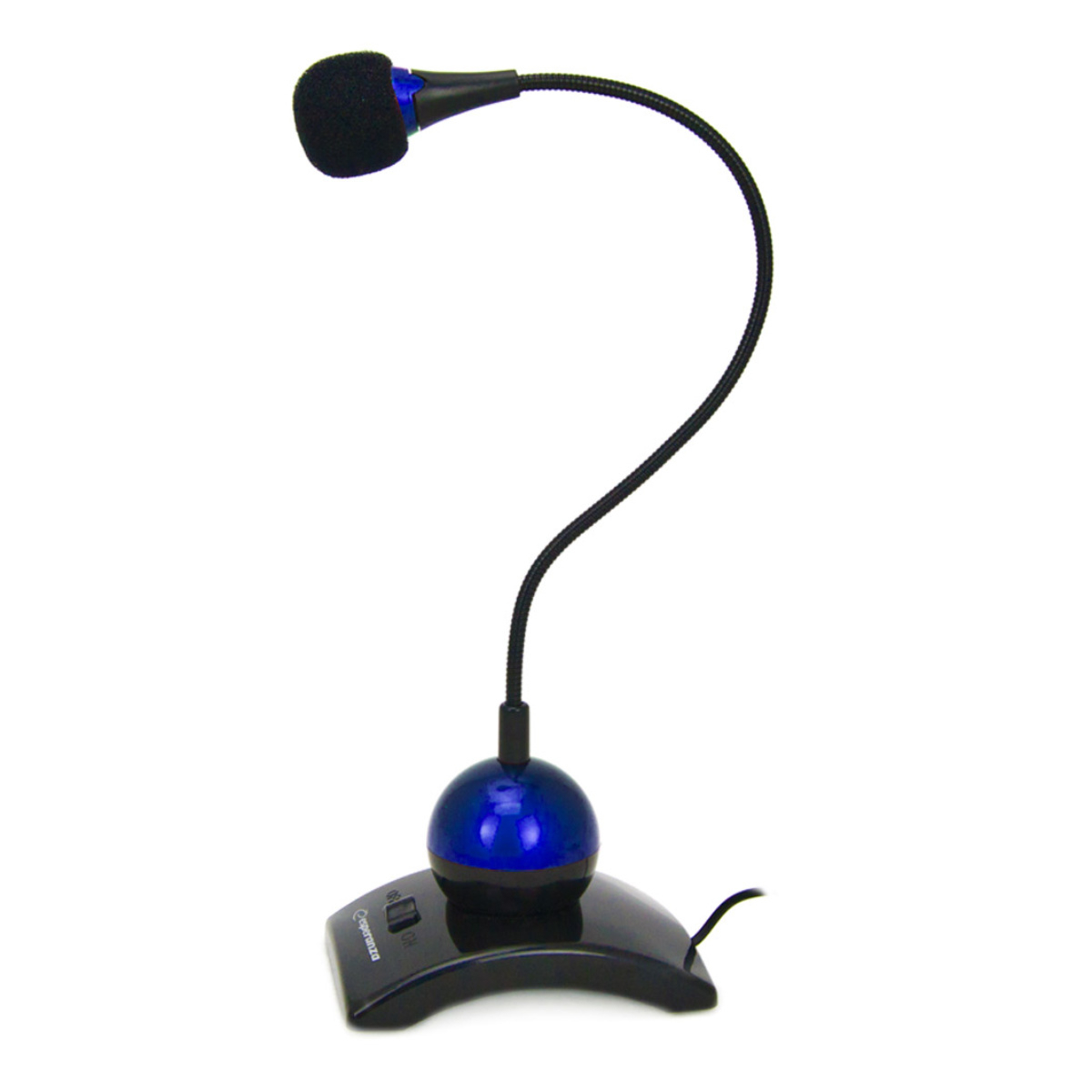 Microfon PC cu brat flexibil 18 cm si buton pornire, Esperanza Chat 92901, conector jack 3.5mm si cablu 2 m, negru cu albastru [10]