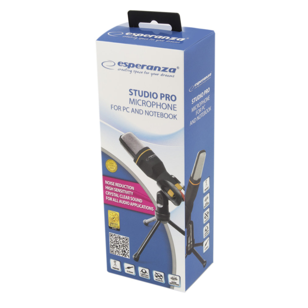 Microfon streaming, cu trepied reglabil, Esperanza Studio PRO, conector jack 3.5mm, cablu 180 cm, VoIP, gaming [2]