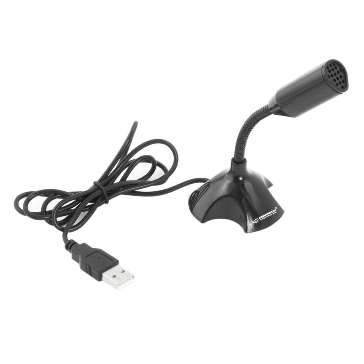Microfon USB, Esperanza Scream, cu brat flexibil si suport, cablu 100 cm, negru [2]