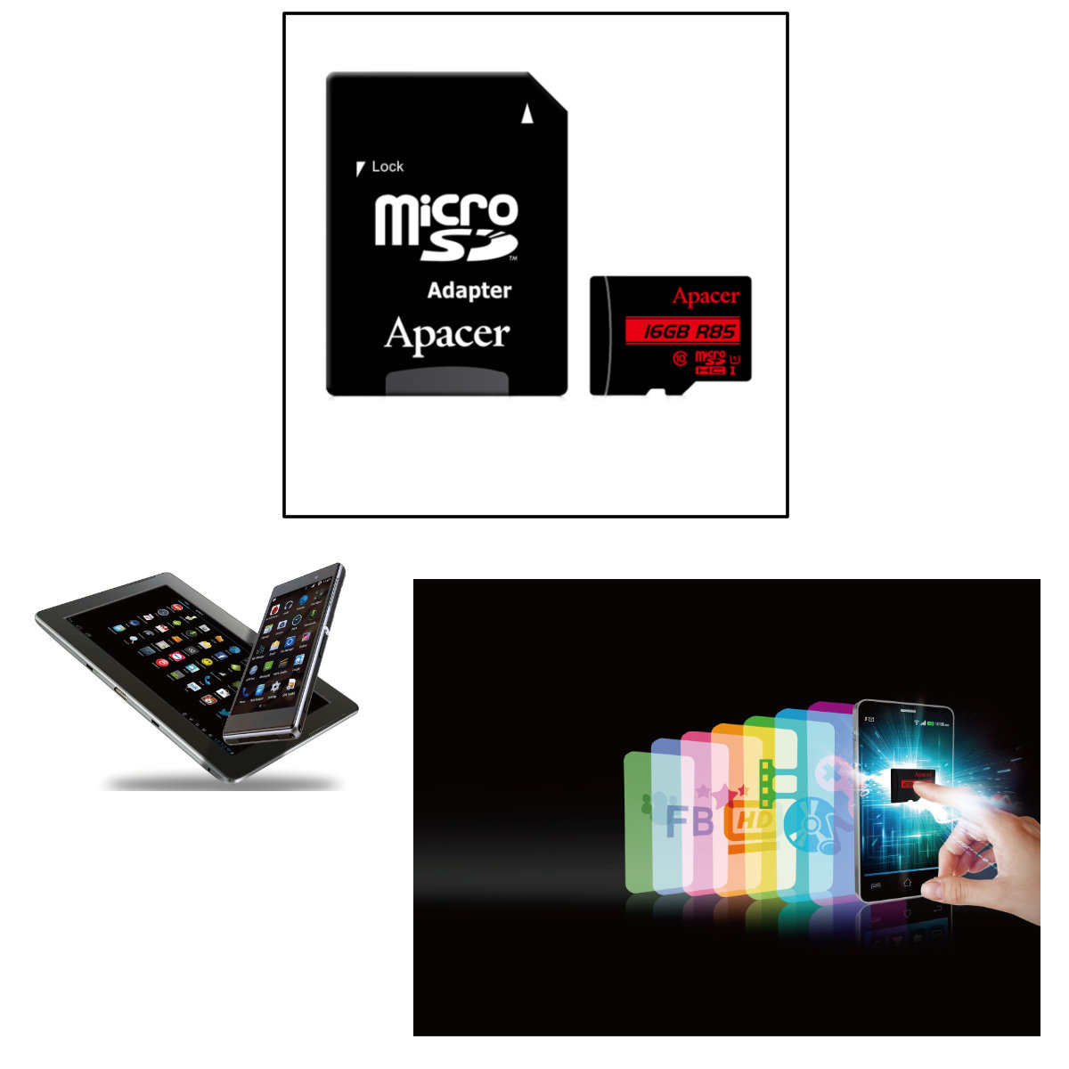 MicroSDHC Card Apacer 16GB clasa 10 UHS-I cu adaptor, 85MB/s [8]
