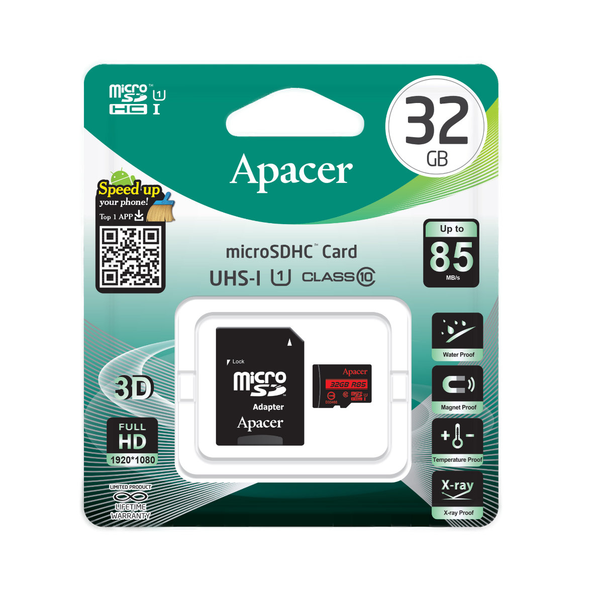MicroSDHC Card Apacer 32GB clasa 10 UHS-I cu adaptor, 85MB/s [3]
