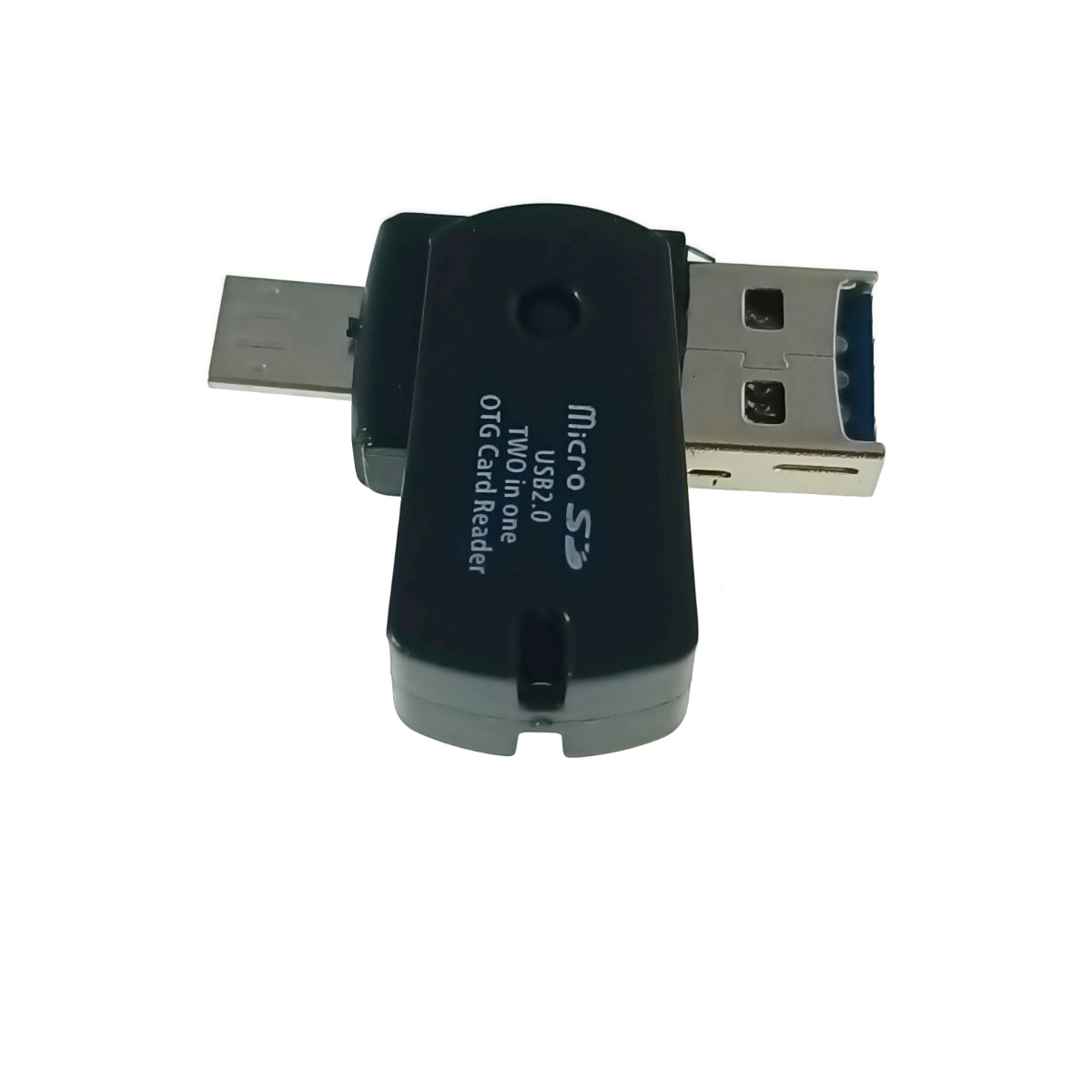 Mini cititor carduri microSD, 2 in 1, OTG, USB-A si microUSB, negru [2]