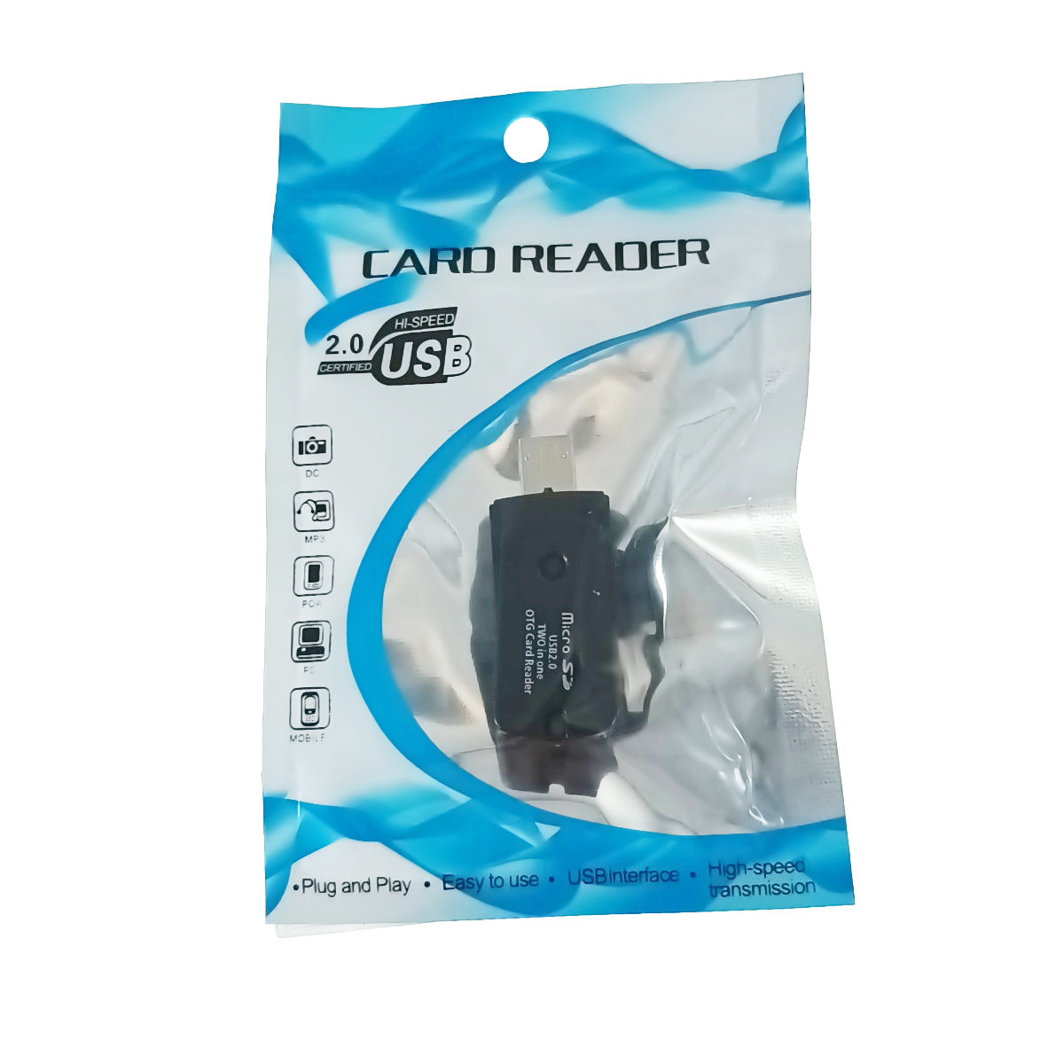 Mini cititor carduri microSD, 2 in 1, OTG, USB-A si microUSB, negru [5]
