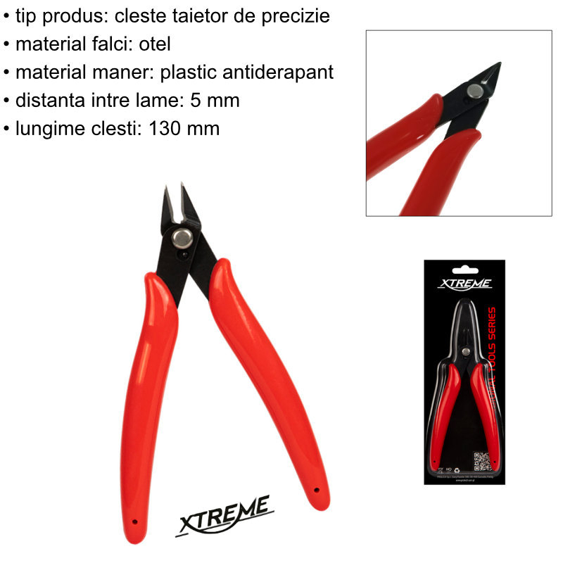 Mini cleste cu taiere diagonala, de precizie, Xtreme TL-710 12064, 130mm, rosu [6]