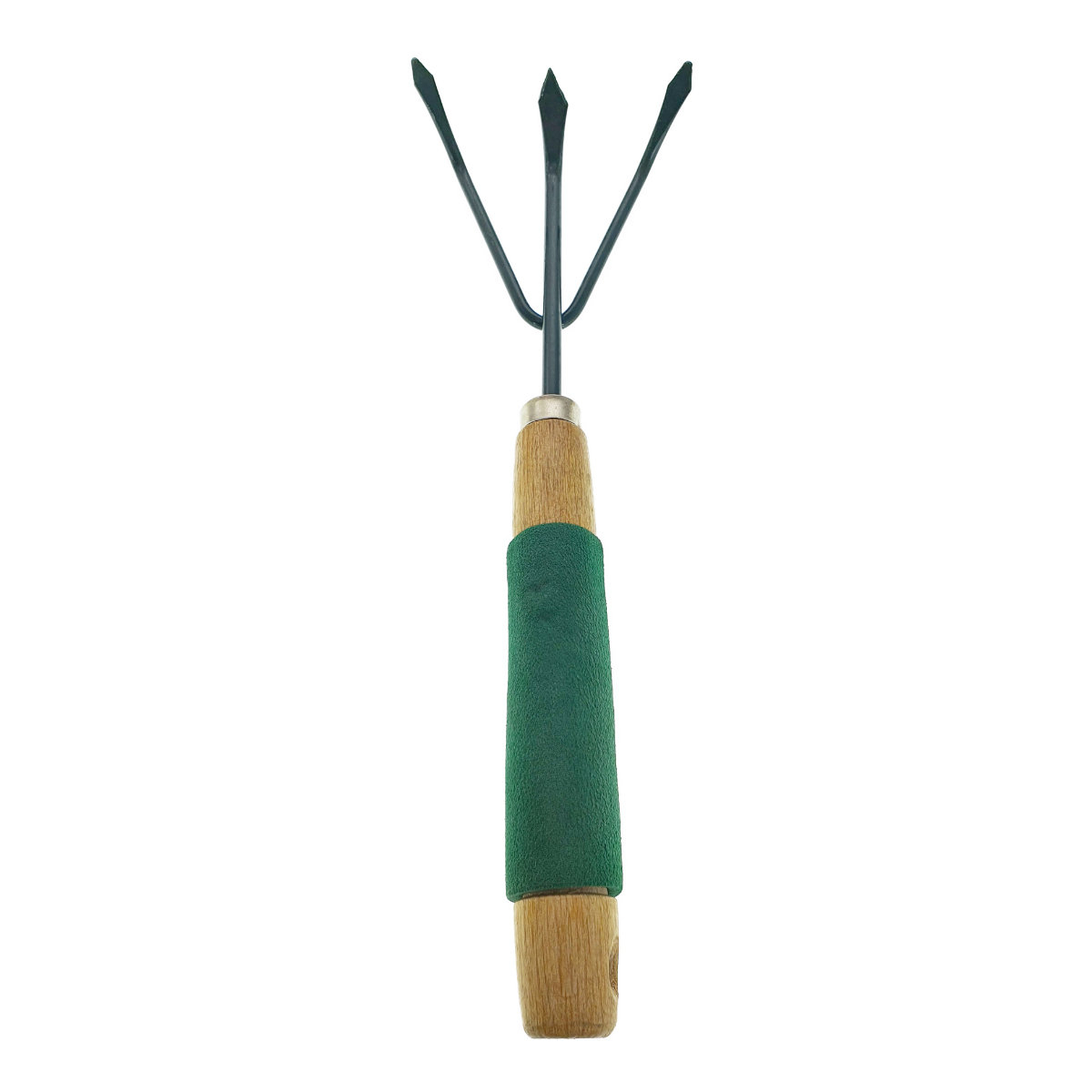 Mini grebla de gradina cu 3 brate, 305mm lungime, din otel, verde [4]