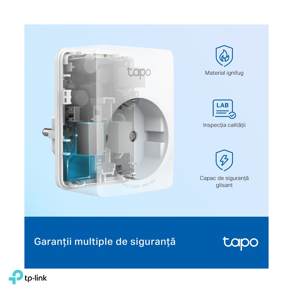 Mini priza smart Wi-Fi TP-Link Tapo P100M, compatibila Matter, Apple Home, Alexa, Google Assistant si SmartThings, 10 A, 2300 W, priza Schuko, alb [6]
