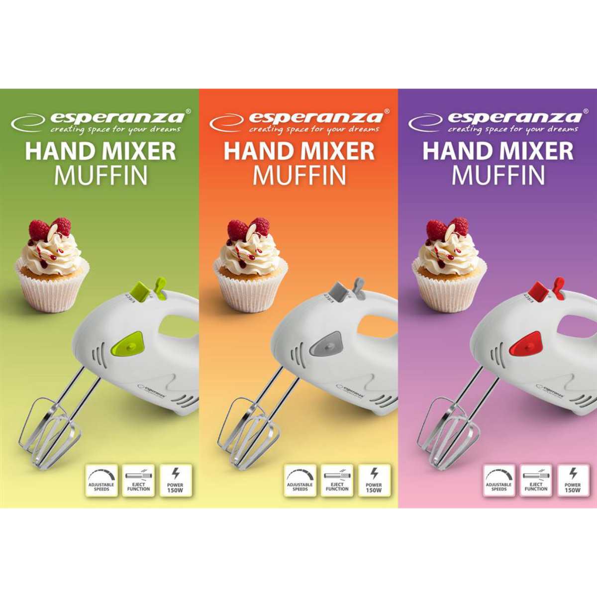 Mixer de mana Esperanza EKM007E muffin, 125W [15]