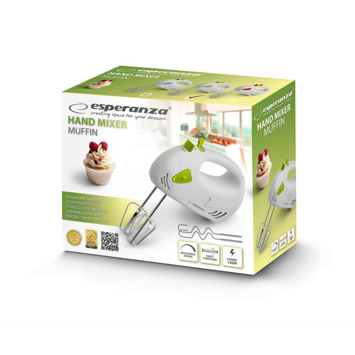 Mixer de mana Esperanza EKM007G muffin, 125W [3]