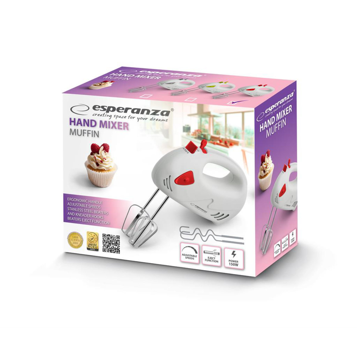 Mixer de mana Esperanza EKM007R muffin, 125W [4]