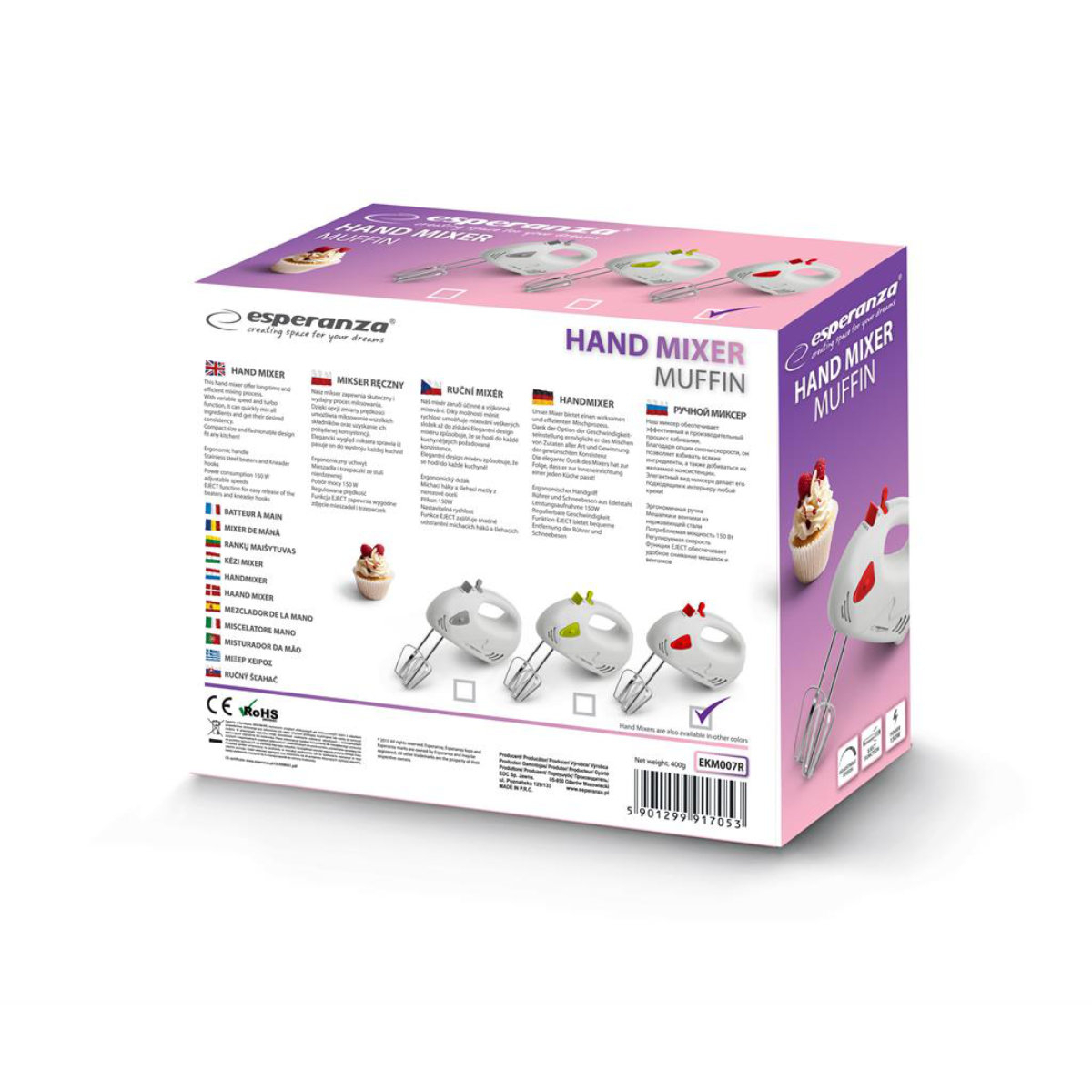 Mixer de mana Esperanza EKM007R muffin, 125W [3]