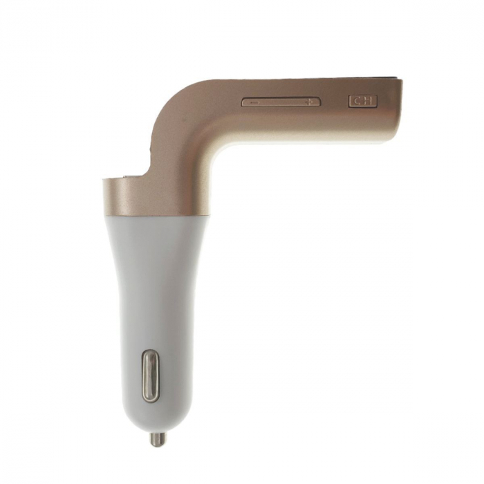 Modulator FM cu bluetooth CARG7, incarcare USB si MP3 player USB si microsd, alb cu auriu [2]