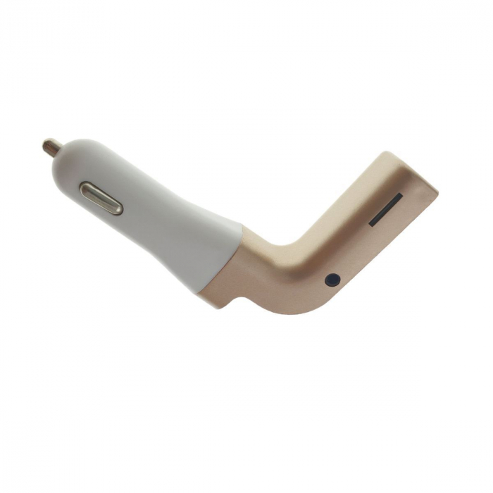 Modulator FM cu bluetooth CARG7, incarcare USB si MP3 player USB si microsd, alb cu auriu [4]