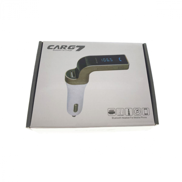 Modulator FM cu bluetooth CARG7, incarcare USB si MP3 player USB si microsd, alb cu gri [4]