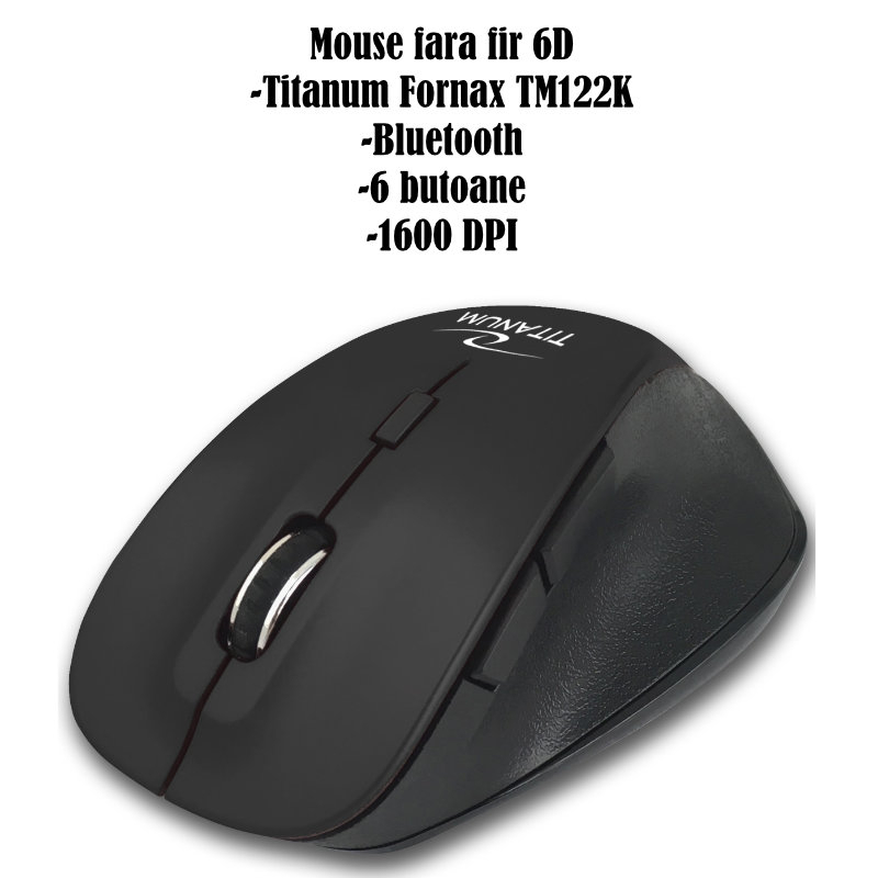 Mouse fara fir, 6D, Bluetooth v.5.0, Titanum Fornax 94656, 110 x 70 x 40 mm, 1600 DPI, negru [6]