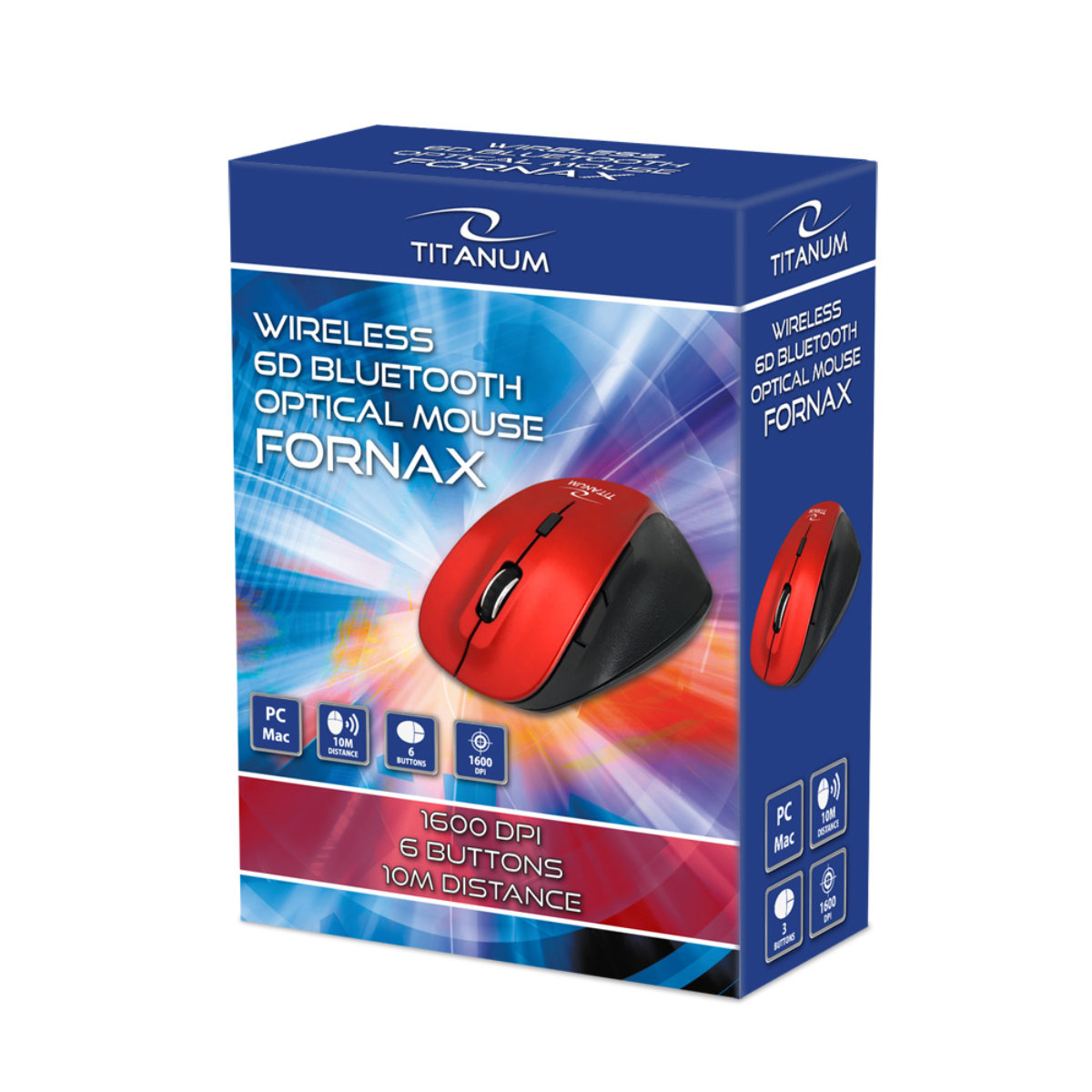 Mouse fara fir, 6D, Bluetooth v.5.0, Titanum Fornax 94658, 110 x 70 x 40 mm, 1600 DPI, rosu [5]